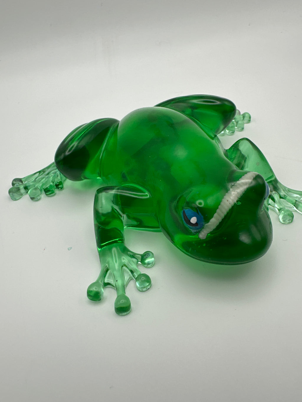 Frog fancy green clear with glow in the dark worm in head item #248