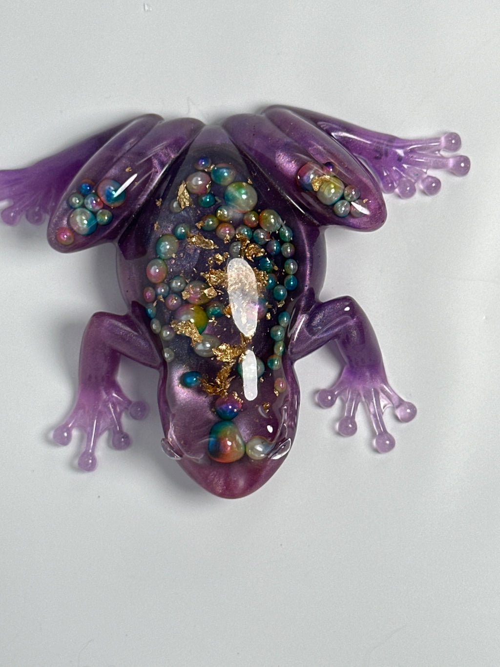 Frog Fancy/ 4 inch /purple / gold fleck / multicolor pearls Item 281