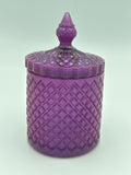 container with lid 6 inches high/purple in color/weight 9.1 ounces/ item number 205