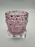 ￼ Small decorative  cup /2 and three-quarter inches tall/chunky pink glitter/weight 4.4 ounces /item 167 ￼