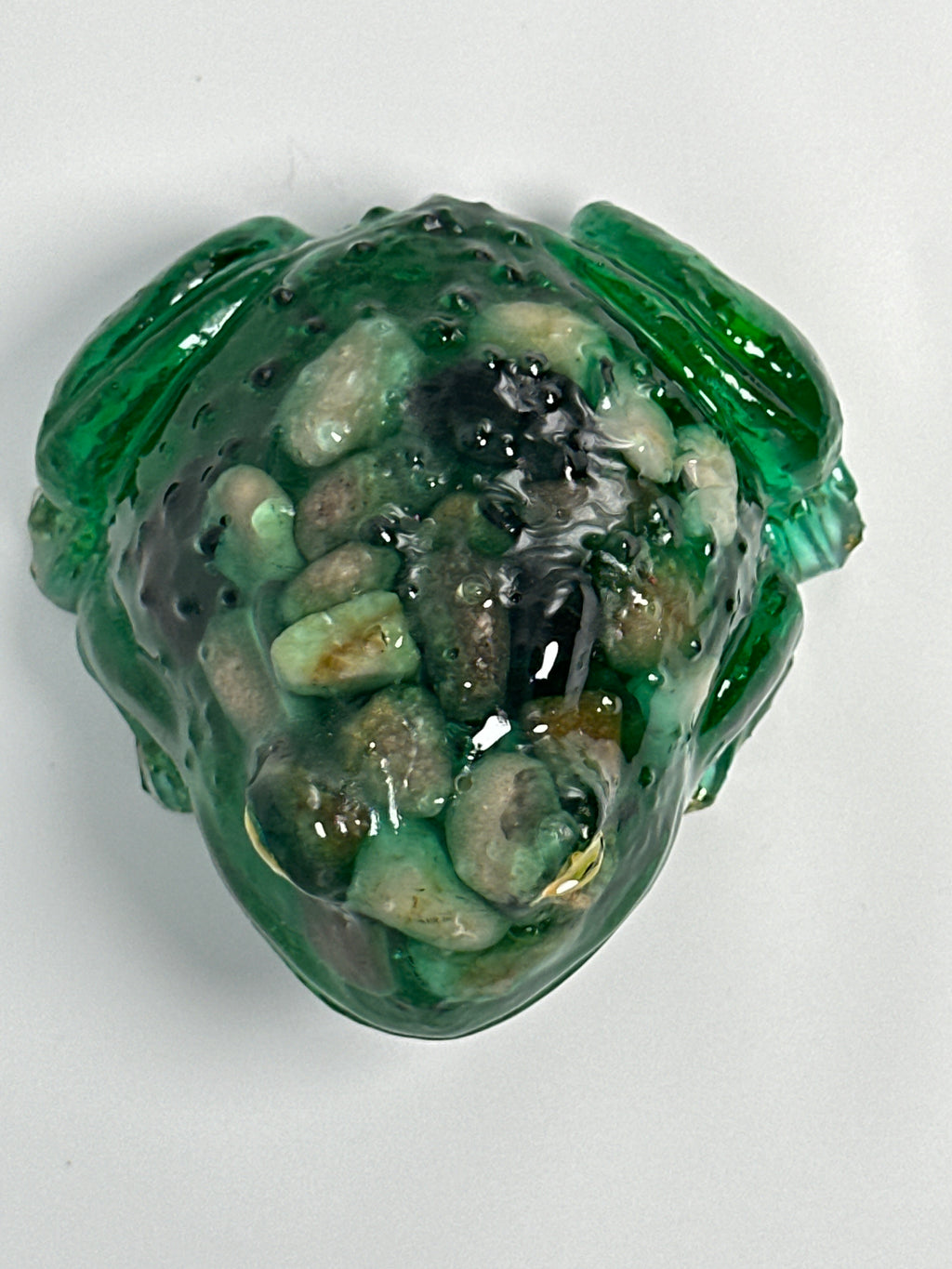 Bullfrog/ green/ rock/ hand painted eyes Item 46