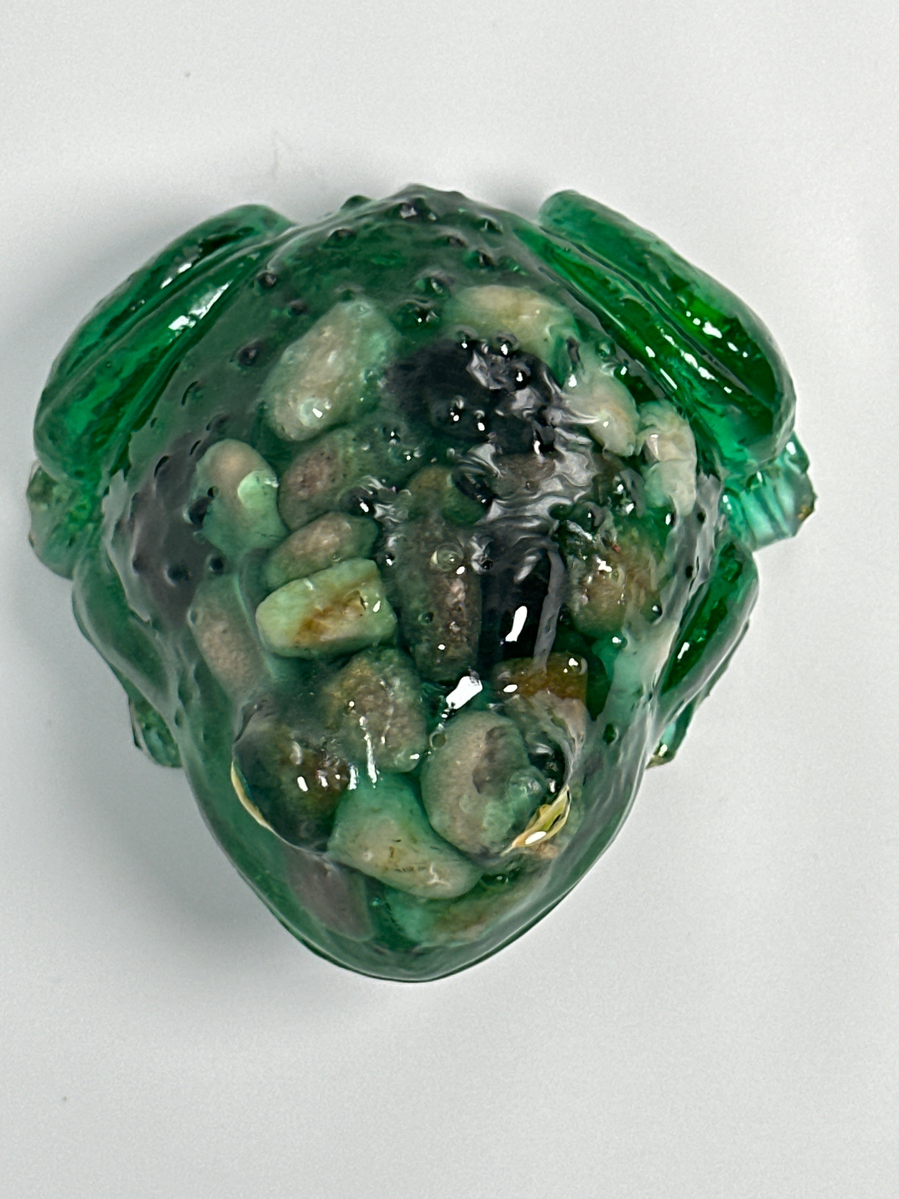 Bullfrog/ green/ rock/ hand painted eyes Item 46