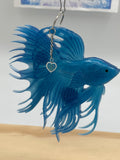 Beta Fish Mobile / 6 inch / blue / heart charm / item 120