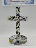Cross 5.5 inch / blue and yellow crayon shavings / item131