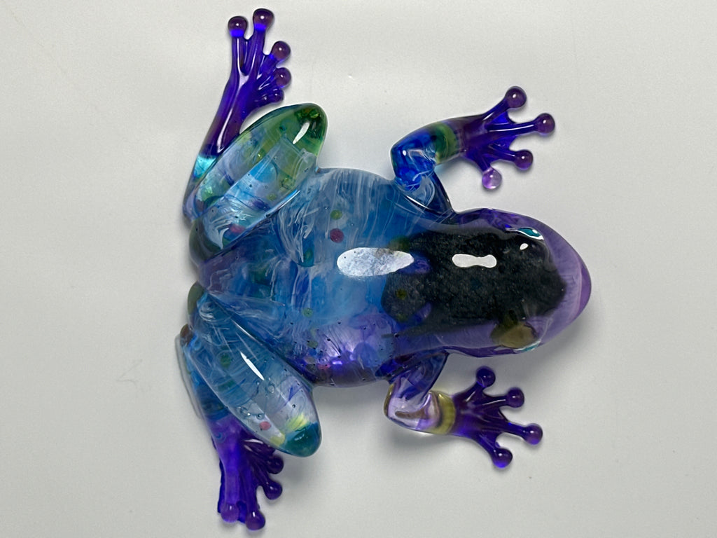 Frog Fancy, / 4 inch /blur / purple/smoke / fish head. Item 182