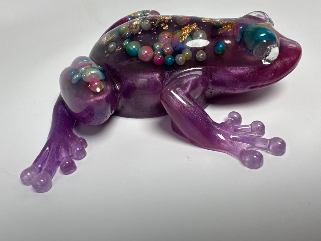 Frog Fancy/ 4 inch /purple / gold fleck / multicolor pearls Item 281