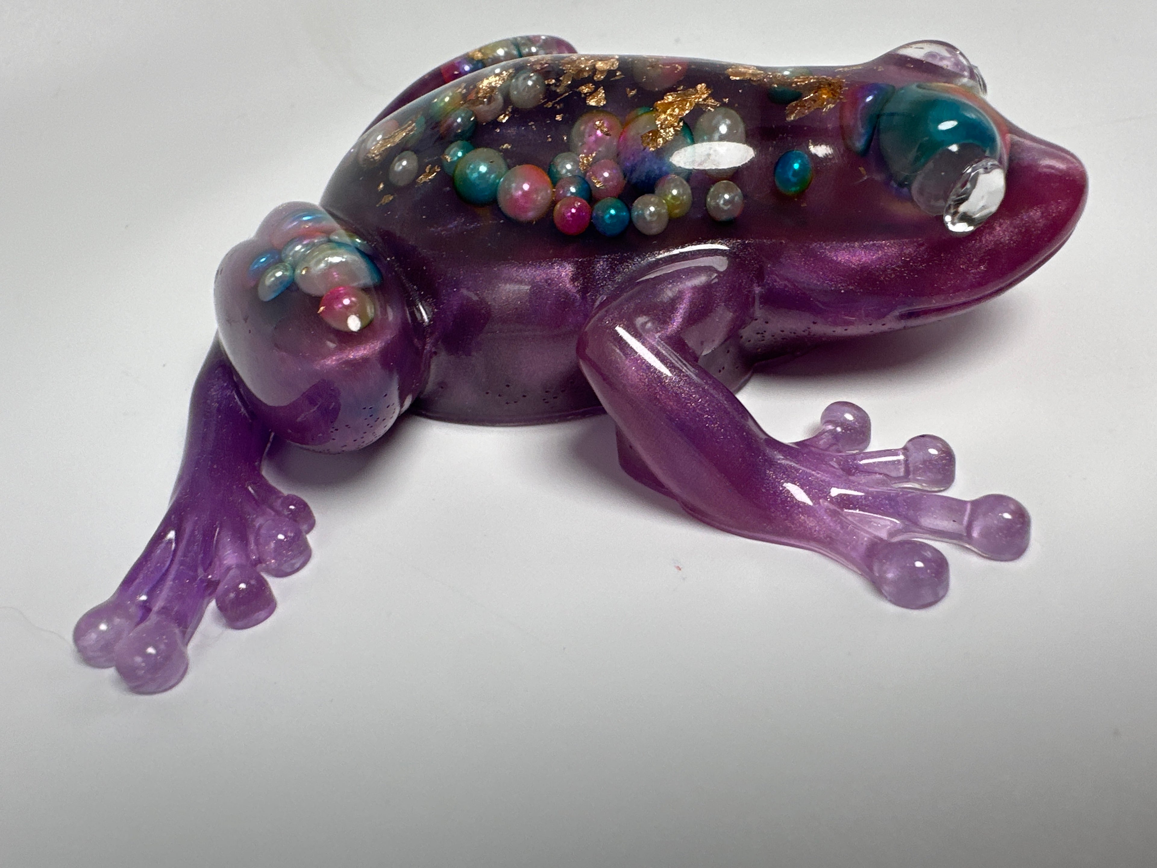 Frog Fancy/ 4 inch /purple / gold fleck / multicolor pearls Item 281
