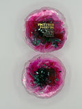 Coasters set of 2/pink green/ silver mirror pieces/item 320
