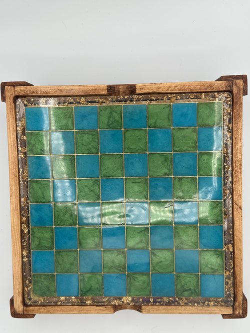 Chessboard small / Teal  and Green / Weight 4lbs / Item 278