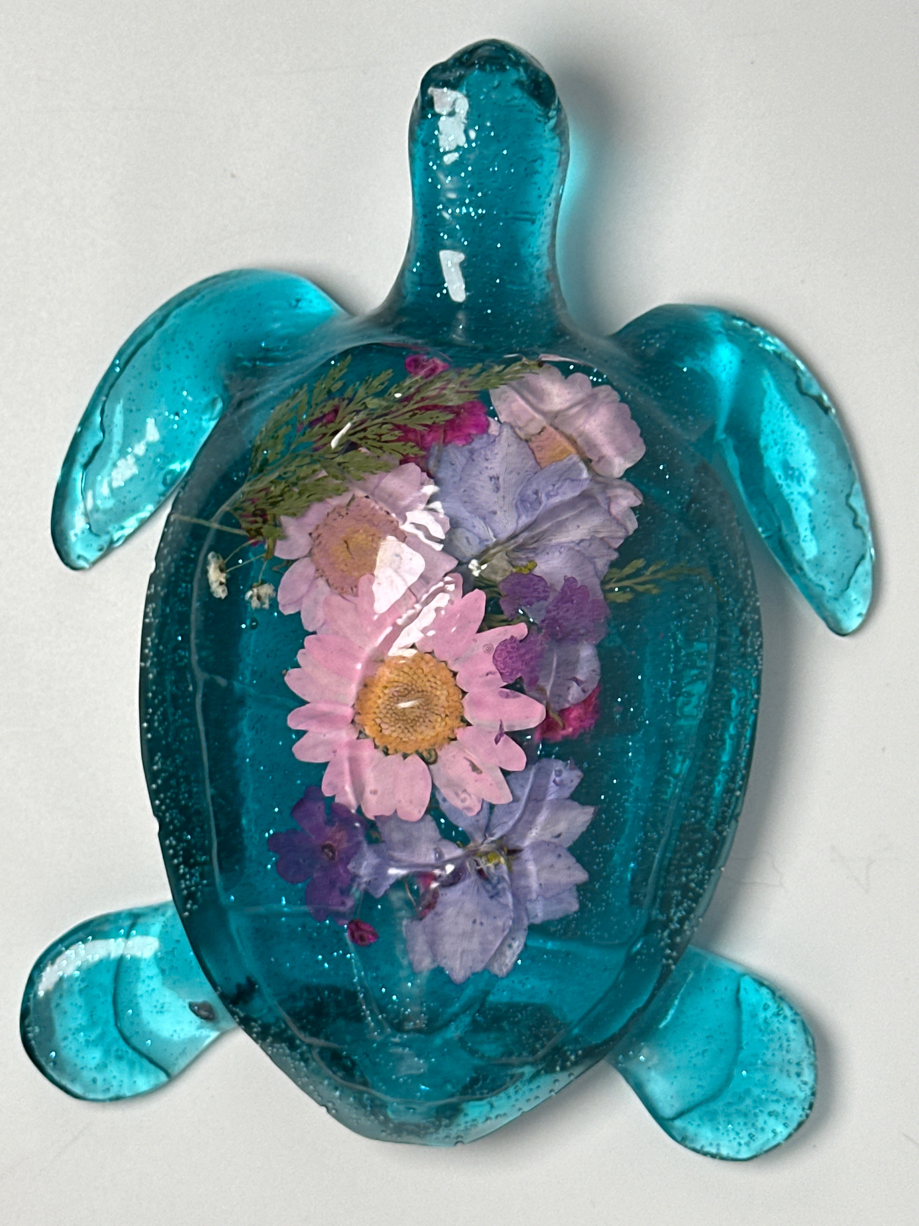 Sea Turtle teal blue/6 inch / floral Item 236