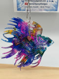 Beta Fish Mobile / 6 inches/ multicolored / heart charm / Item 282