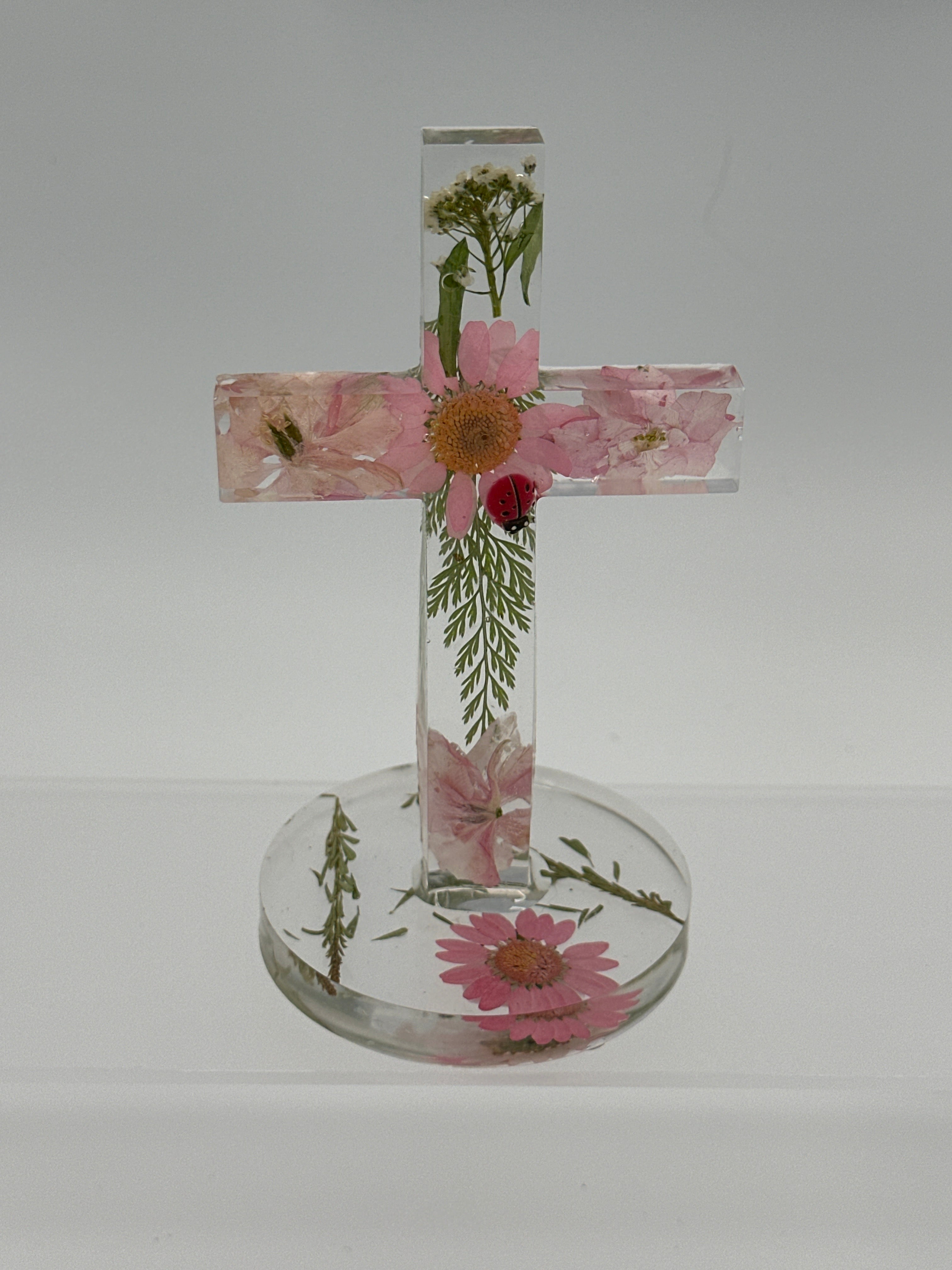 Cross 5.25 inches tall / floral / ladybug / Item 233